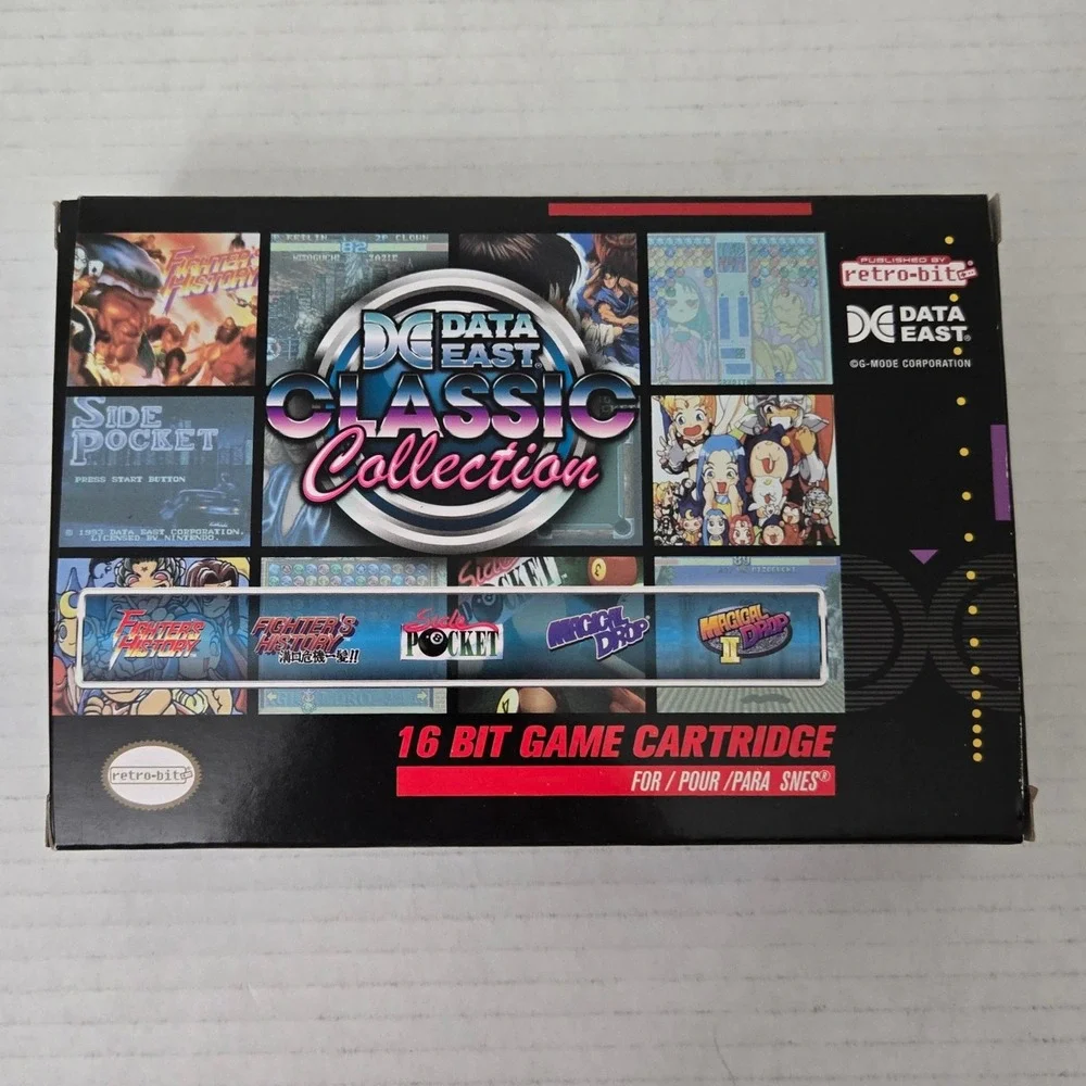 Retro Bit Data East Classic Collection SNES Cartridge CIB Pins Stickers Manual